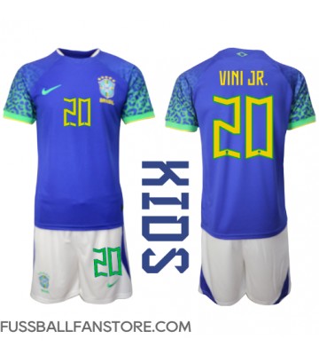 Brasilien Vinicius Junior #20 Replik Auswärtstrikot Kinder WM 2022 Kurzarm (+ Kurze Hosen)